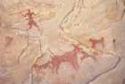 Algeria Tassili nAjjir  cave painting, hunting mouflon